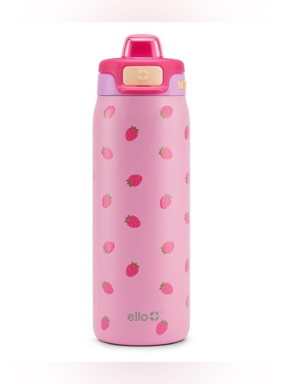 Ello 18oz Kids Water Bottle Strawberry Berry Pink Purple 18 oz Girl locking lid